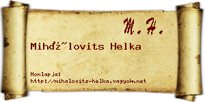 Mihálovits Helka névjegykártya